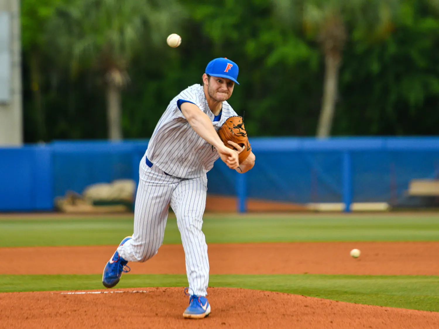 UF pitcher Tyler Dyson (3-2) lasted 3.2 innings in Game 1 of Saturday's doubleheader against Ole Miss. He gave up five runs, none earned, on four hits and four walks.