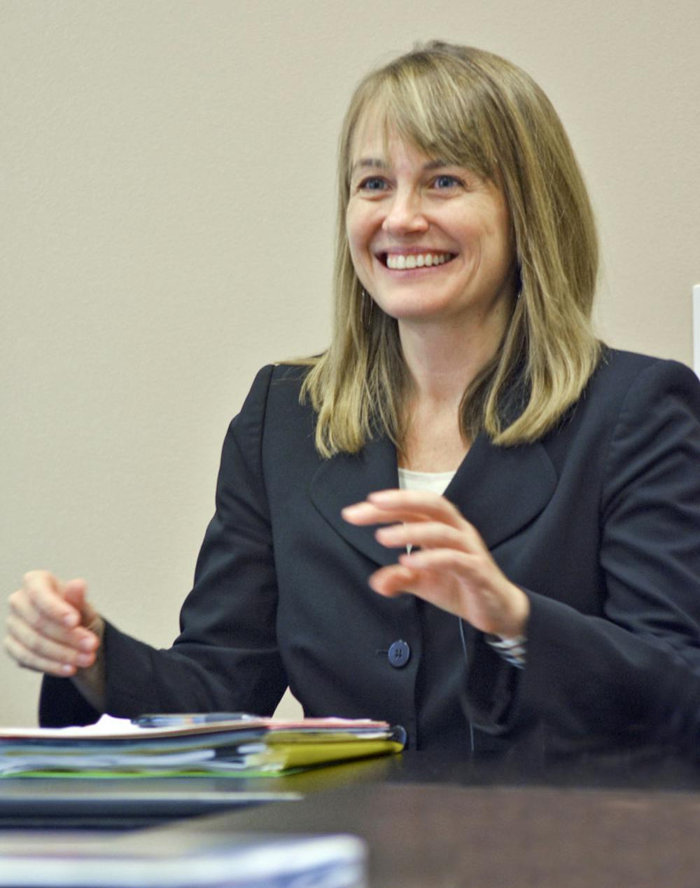 <p>Laura Ann Rosenbury, dean of UF’s Levin College of Law, speaks. She began her role as dean on Wednesday.</p>