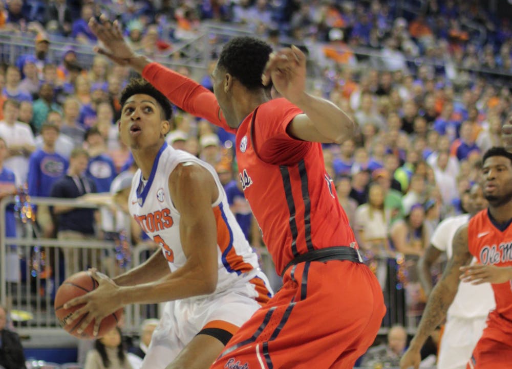 <p>Devin Robinson looks to shoot during Florida's win against Ole Miss on Feb. 9, 2016, in the O'Connell Center.</p>