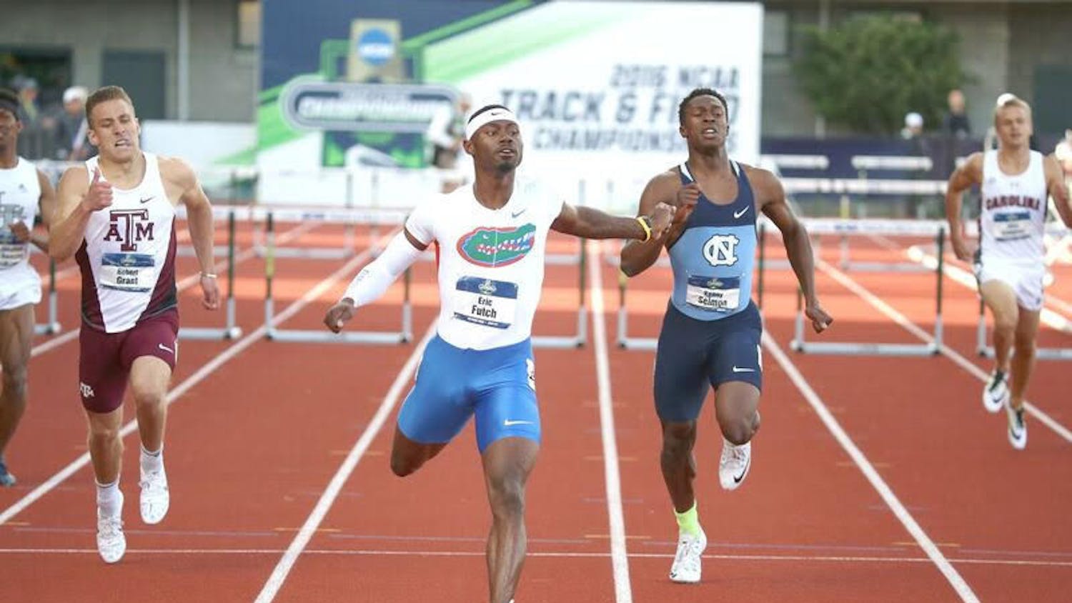 UF hurdler Eric Futch races during the NCAA Division I Outdoor Track and Field Championships on June 10, 2016, in Eugene, Oregon.