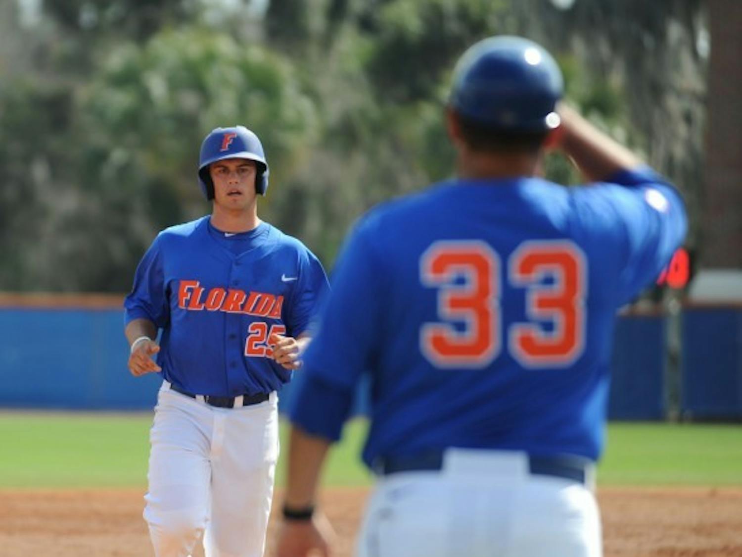 Junior right fielder Preston Tucker (25) decided to return to the Gators after being selected by the Colorado Rockies in June’s MLB draft. He is seven RBI shy of a UF record.