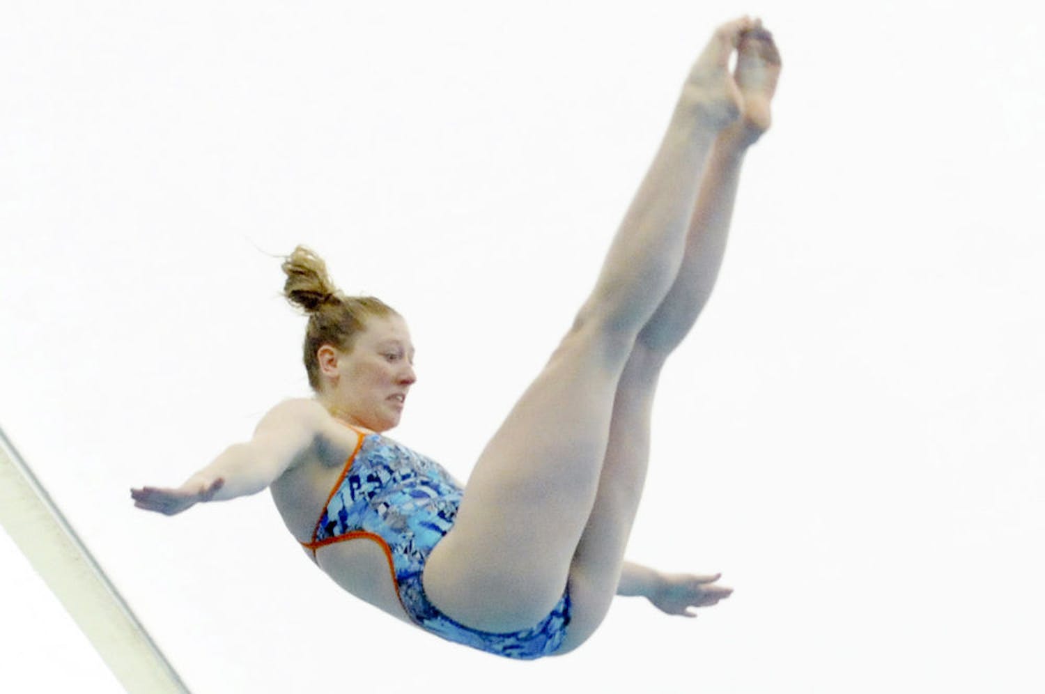 Khalia Warner dives during Florida’s meet against Auburn on Jan. 23, 2016, in the O’Connell Center.