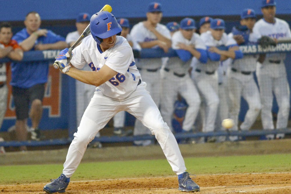 Ryan Larson bats during Florida's 14-8 win against Florida State at McKethan Stadium.