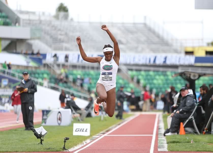 UF track and field athlete Alissa Braxton competing in Eugene, Oregon, June 11. Photo taken by Isabel Marley.