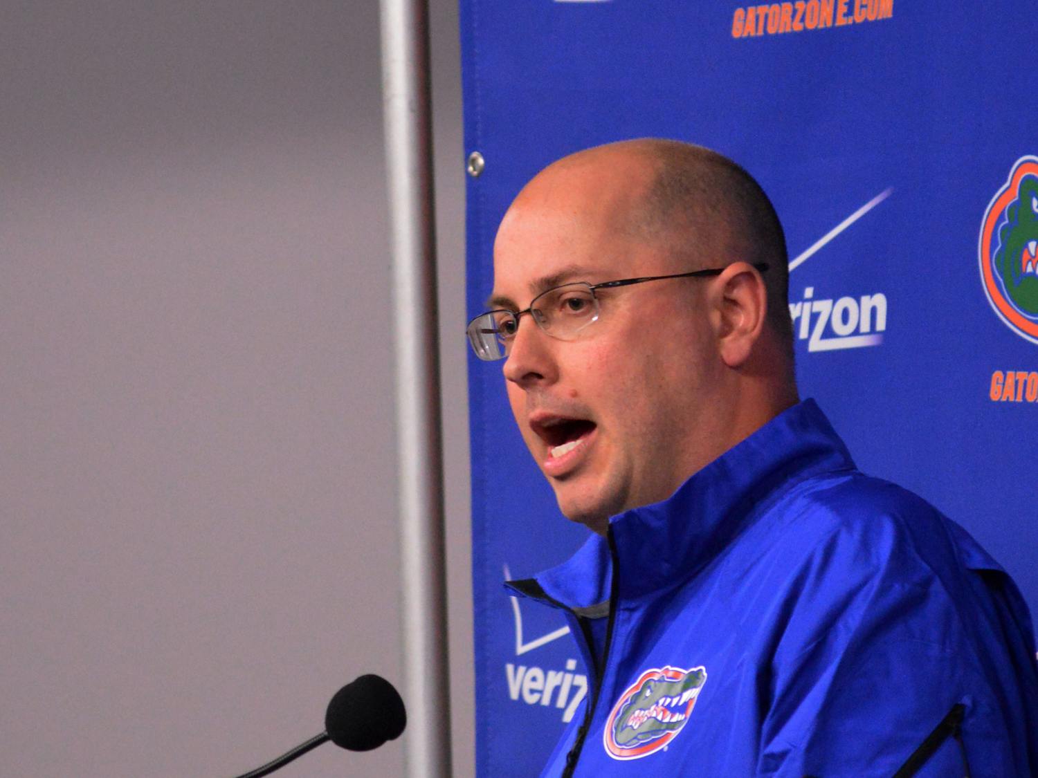 Offensive coordinator Kurt Roper addresses the media during his introductory press conference on Jan. 13.