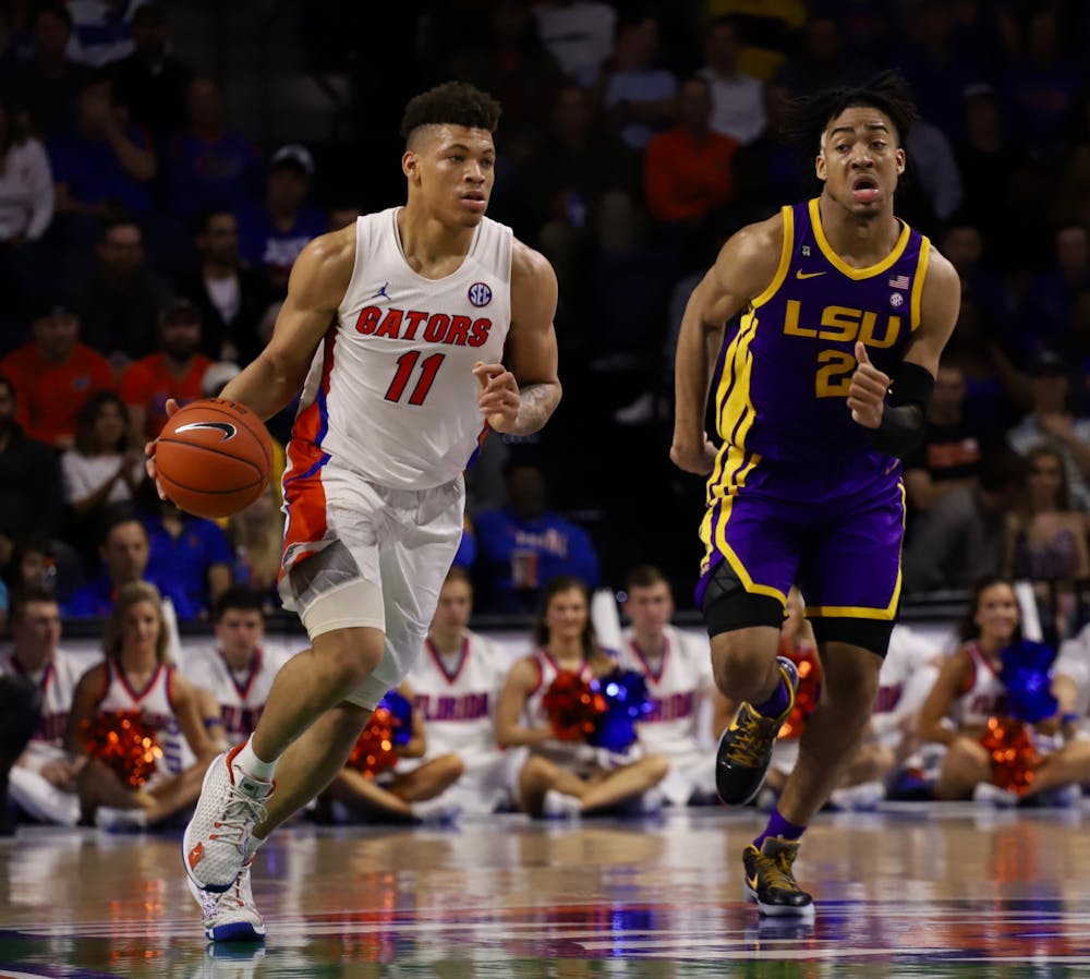Gators forward Keyontae Johnson at Florida's game against LSU Feb. 26. Johnson is in "critical but stable" condition at Tallahassee Memorial Hospital. 