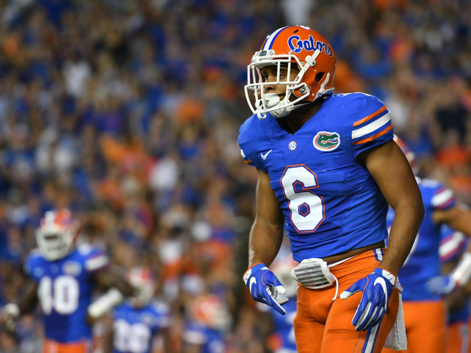 Quincy Wilson prepares for a play during Florida's 32-0 win over North Texas on Sept. 17, 2016, at Ben Hill Griffin Stadium.