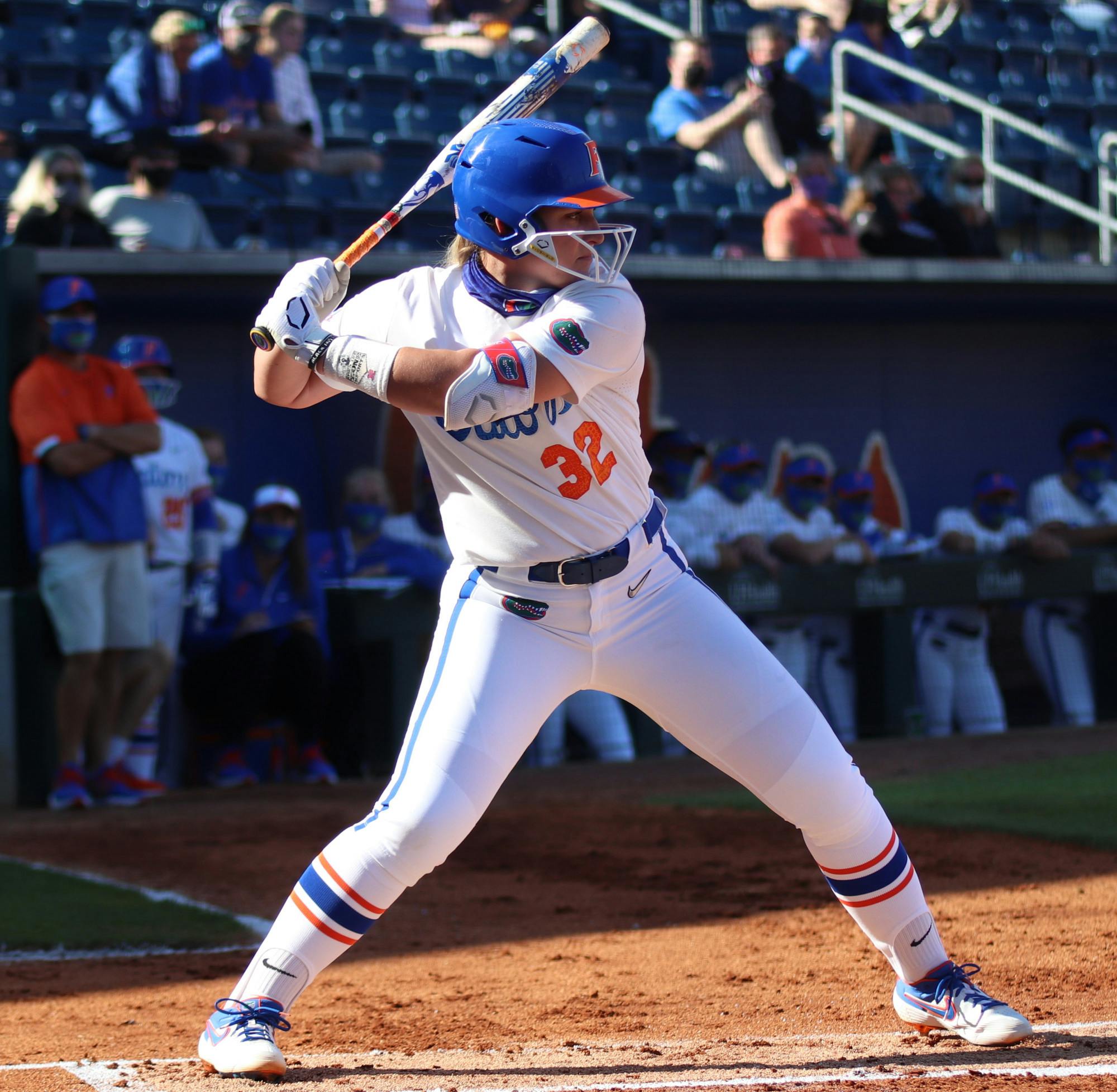 Kendyl Lindaman against FSU on March 3. Lindaman's three-run blast helped lift the Gators over Mississippi State Thursday.