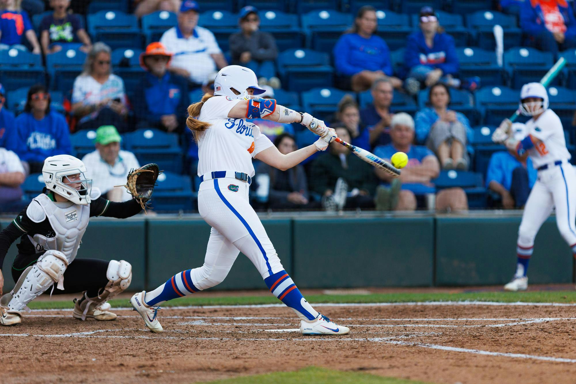 Florida Gators catcher Jocelyn Erickson swings during an NCAA softball game against Stetson, Wednesday, March 25, 2026, in Gainesville, Fla.