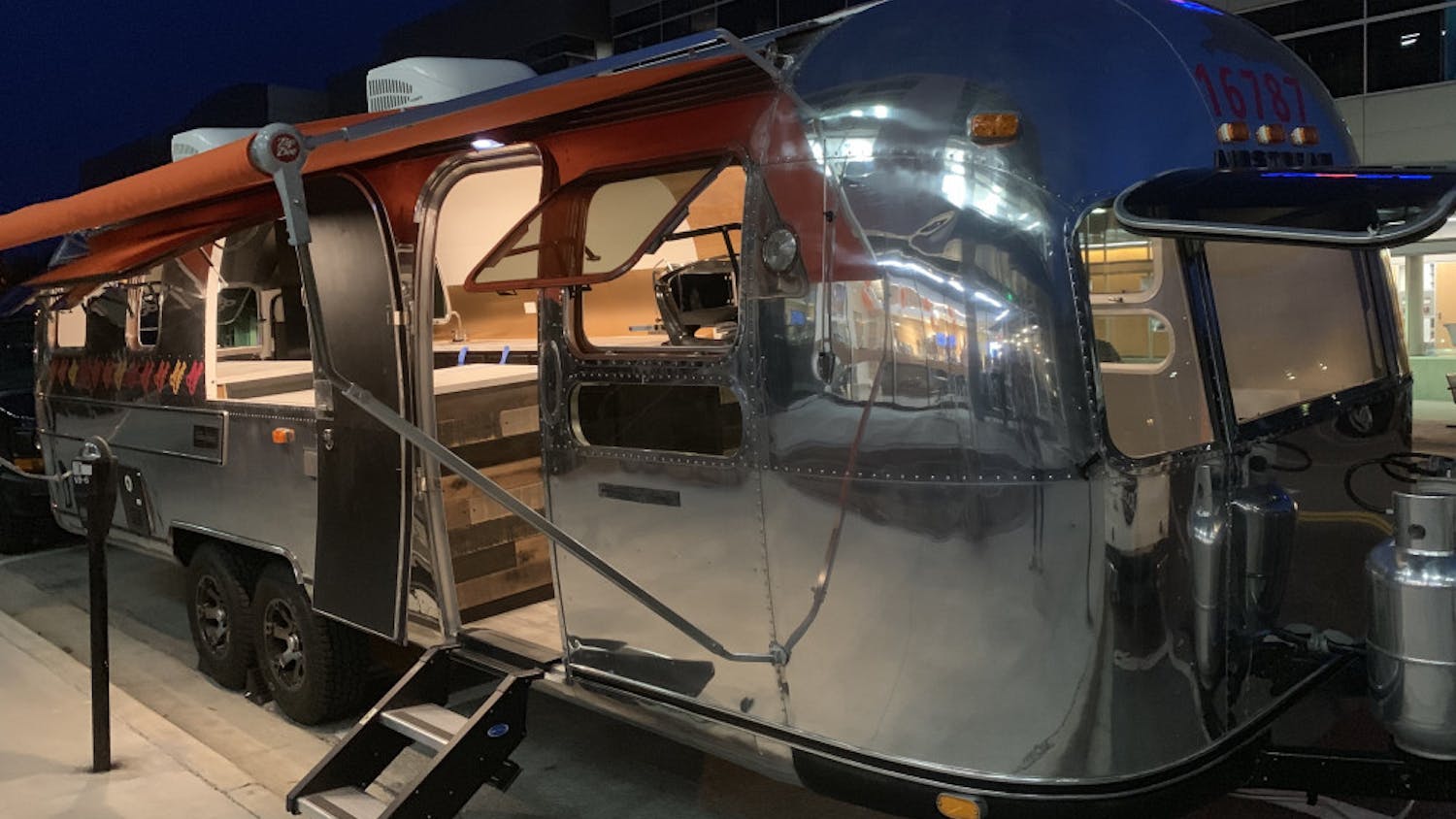 The Opus Coffee Airstream is displayed outside Gainesville’s Innovation District Thursday night. It will be moved to 4th Ave Food Park and open for business this month.