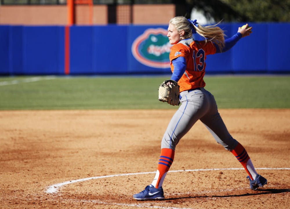 <p><span>Junior starter Hannah Rogers pitches during Florida’s 9-1 victory against UNC Wilmington on Feb. 17 at Katie Seashole Pressly Stadium. Rogers gave up five runs to Mississippi State in the second inning on Sunday.</span></p>
<div><span><br /></span></div>