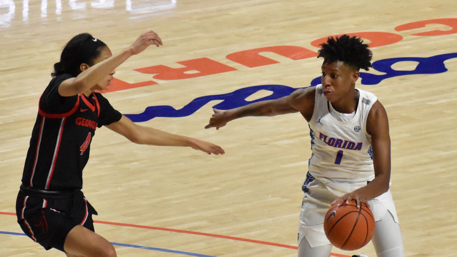 Florida&#x27;s Kiara Smith pictured during a Feb. 28, 2021 game against Georgia. The senior scored 23 points and dished out eight assists in UF&#x27;s upset victory over LSU Sunday.