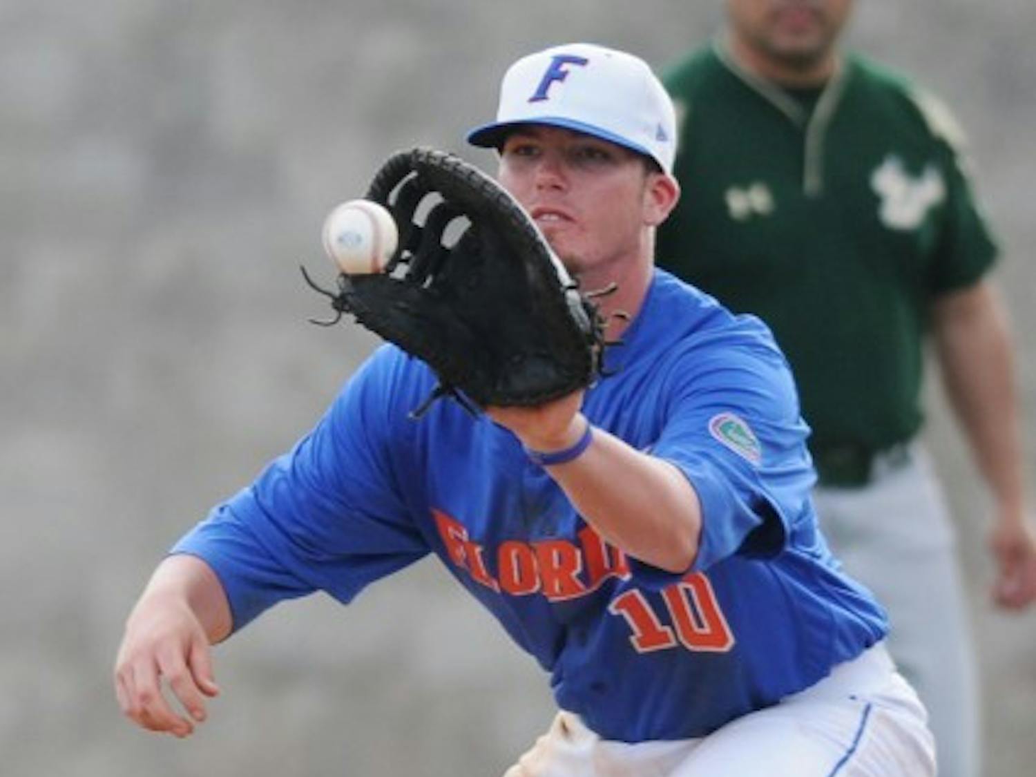 After hitting .333 and leading the team in home runs as a freshman, Florida first baseman and relief pitcher Austin Maddox slumped to hit .280 as a sophomore.