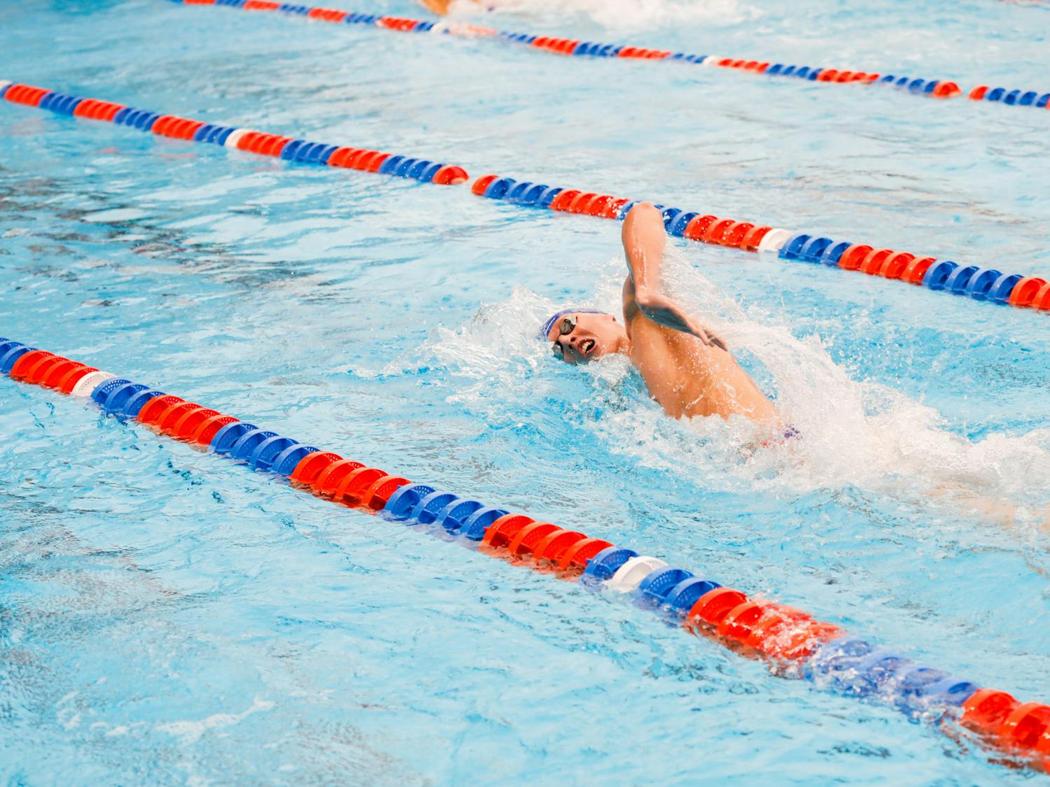 Florida's Oskar Lindholm competes in the 500 free during a meet against Georgia on Oct. 29.