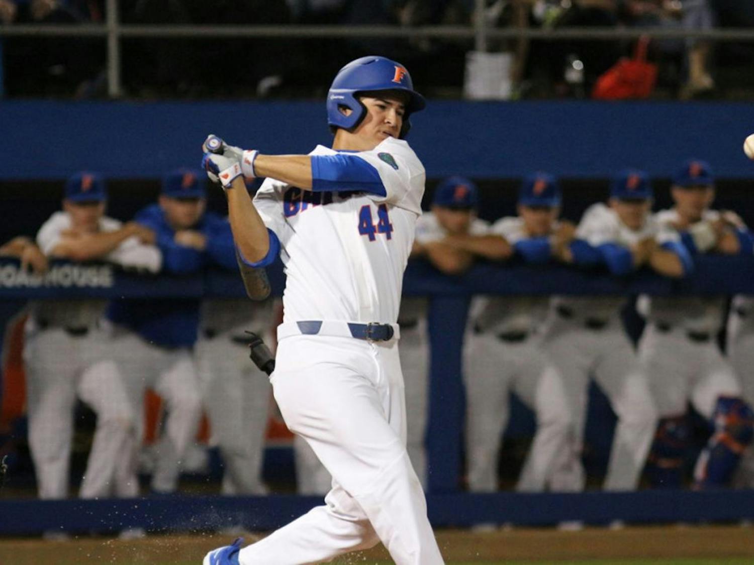 Left fielder Austin Langworthy's walk-off home run in UF's 3-2 win over Auburn in the bottom of the 11th inning sent Florida to the College World Series for the fourth-consecutive season.