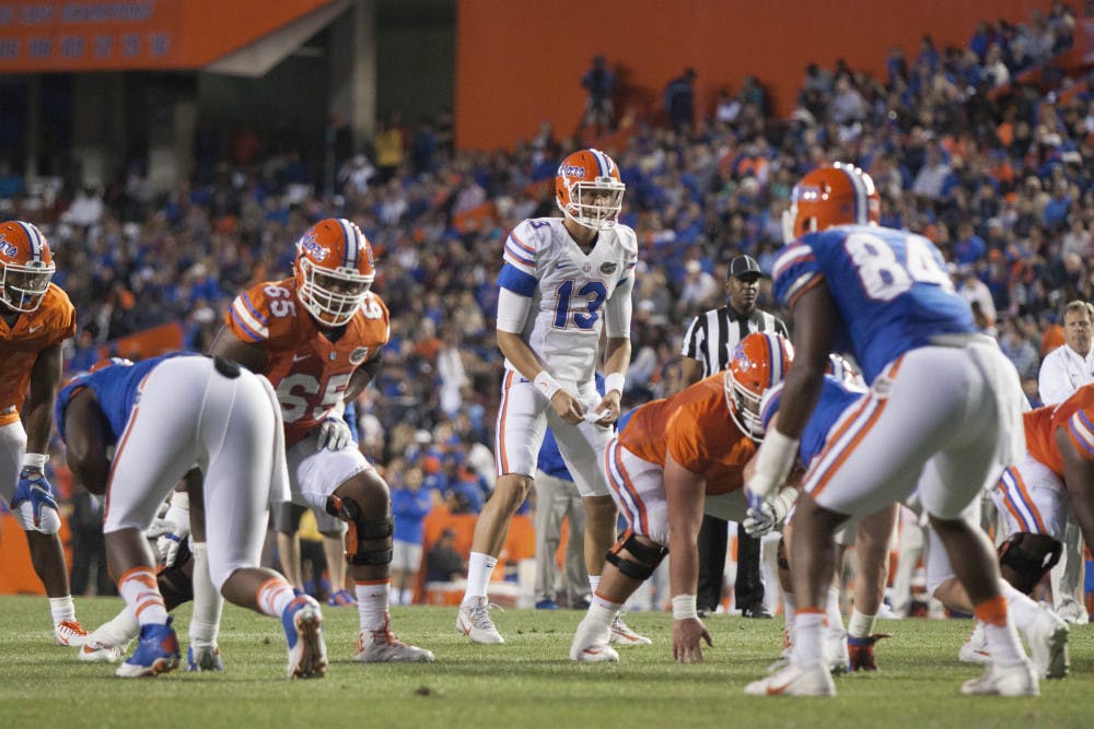 Feleipe Franks stands under center during UF's Orange and Blue Debut on April 7, 2017, at McKethan Stadium.