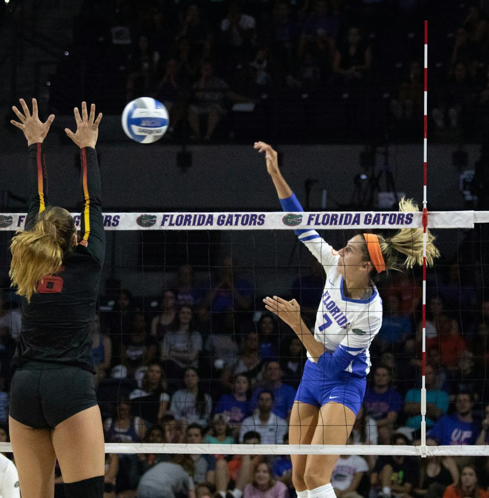 <p>Junior outside hitter Paige Hammons led all players with 12 kills in Sunday's match between No. 11 Florida and Mississippi State in Starkville, Mississippi. </p>