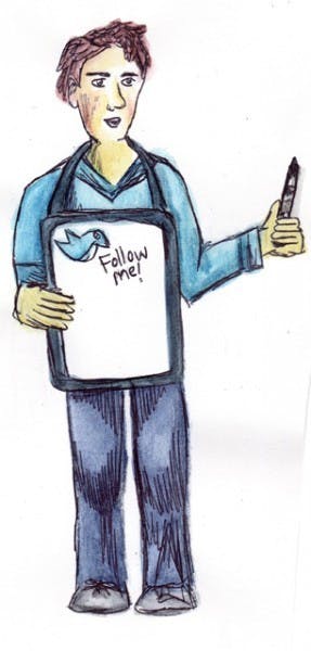 Tap into modern-day trends with this original Halloween costume. Take a display poster or white board and morph it into a profile page. Carry around a marker so you can "tweet" throughout the night.