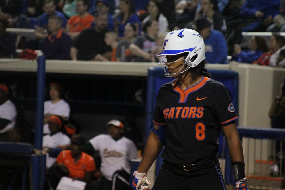 Senior pitcher and utility player Aleshia Ocasio opened the Gators' 2018 season with five perfect innings, ending the afternoon with eight strikeouts. She also went 1 of 3 from the plate with a pair of runs scored. 