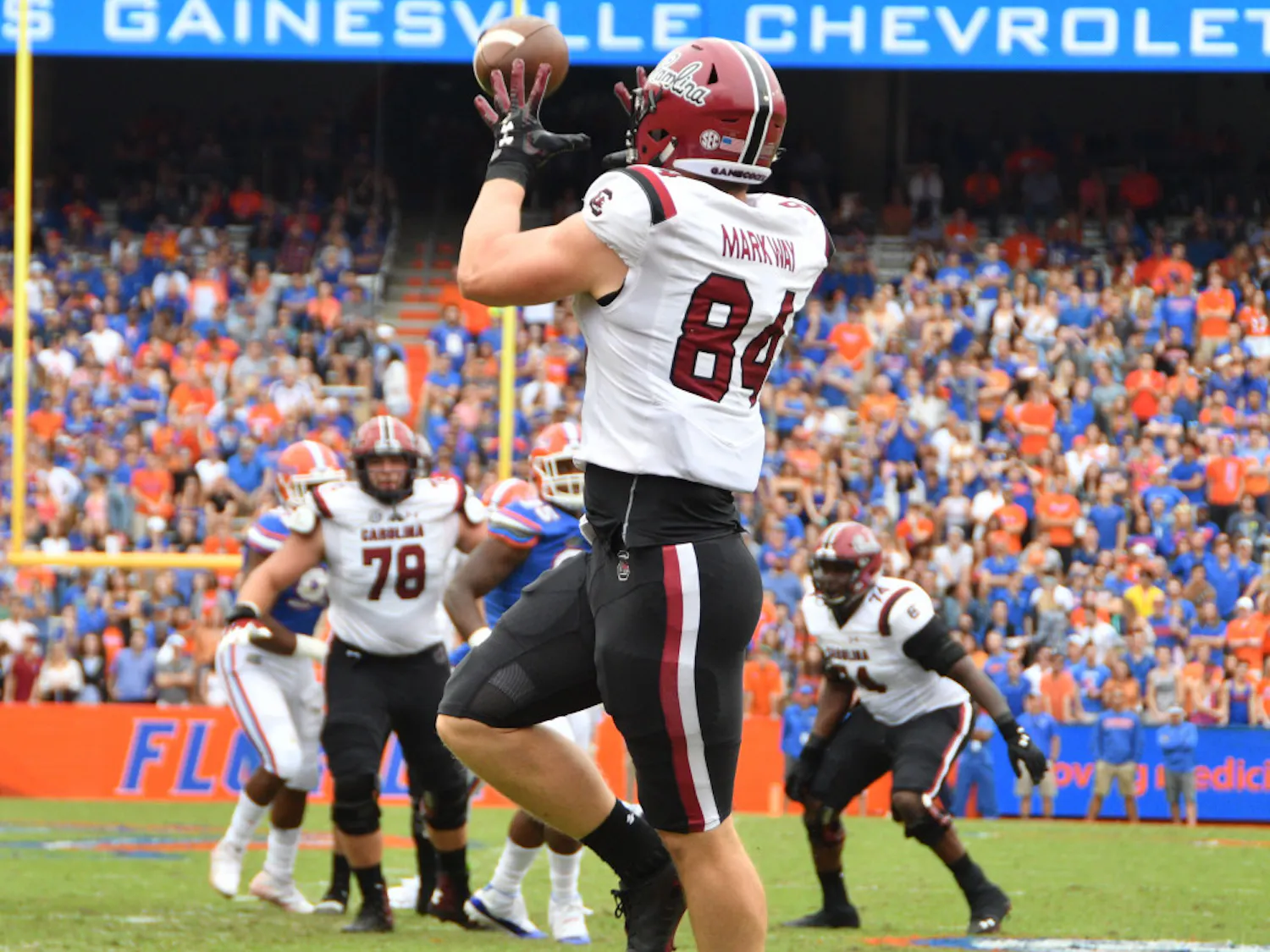 South Carolina tight end Kyle Markway caught a 19-yard touchdown in the first quarter at Florida on Saturday thanks to a blown assignment.