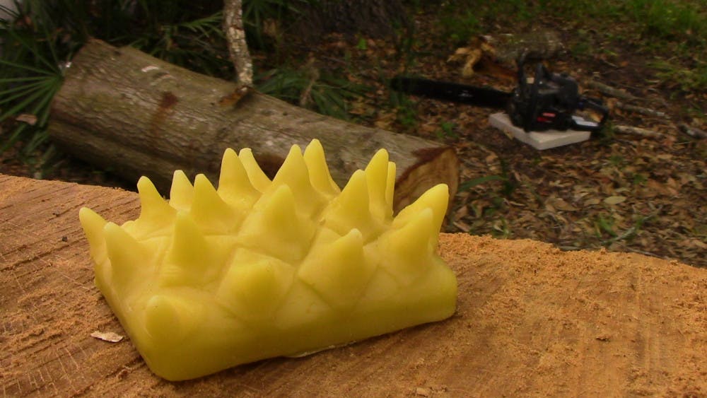 Jordan Alva's beard balm brushes are neither slippery nor greasy. The brushes have a top layer of balm pines that serve as comb for the hair, and a lower layer made completely out of beeswax that serves as a handle.