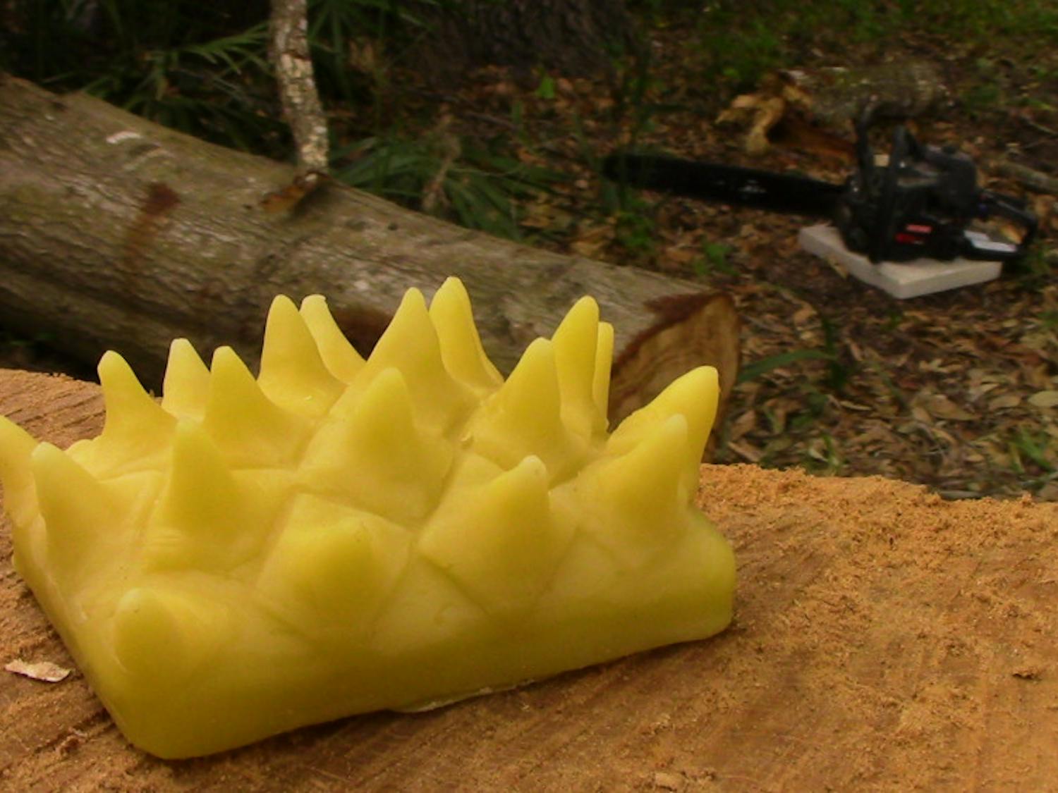 Jordan Alva's beard balm brushes are neither slippery nor greasy. The brushes have a top layer of balm pines that serve as comb for the hair, and a lower layer made completely out of beeswax that serves as a handle.