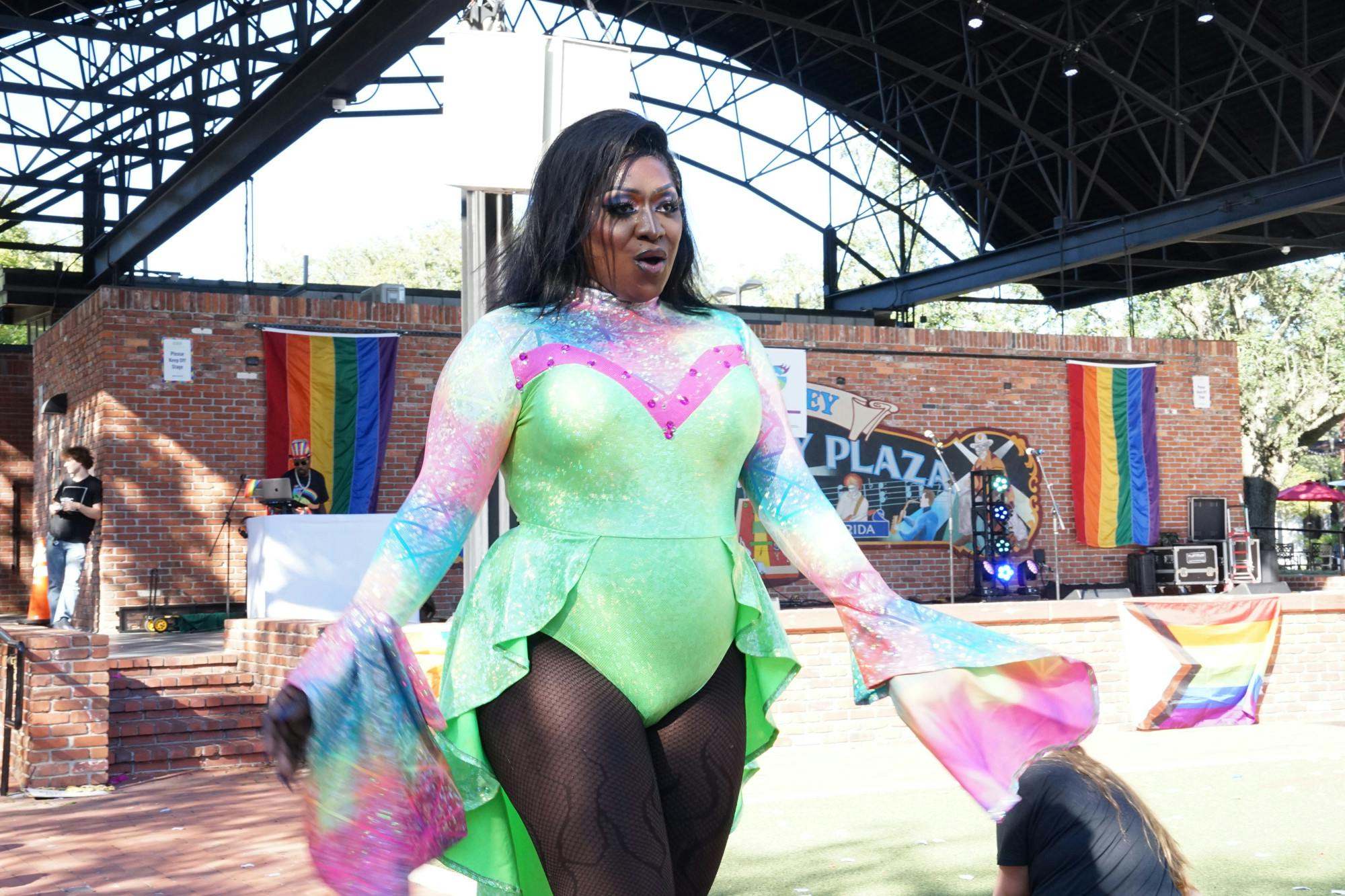 A local drag performer at Gainesville Pride Festival on Saturday, Oct. 21, 2023.