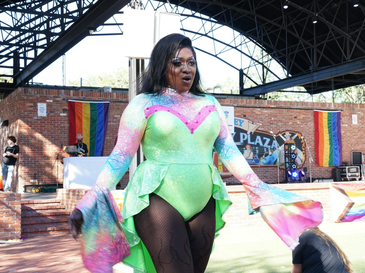A local drag performer at Gainesville Pride Festival on Saturday, Oct. 21, 2023.