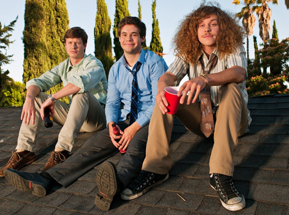 <p>Anders Holm, Adam DeVine and Blake Anderson are the hard partying, 9-to-5-working post-college graduates in Comedy Central's "Workaholics."</p>