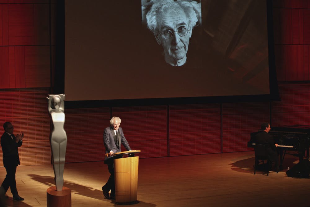 Professor emeritus Jerry N. Uelsmann accepts the Lucie Award at Carnegie Hall in New York City.