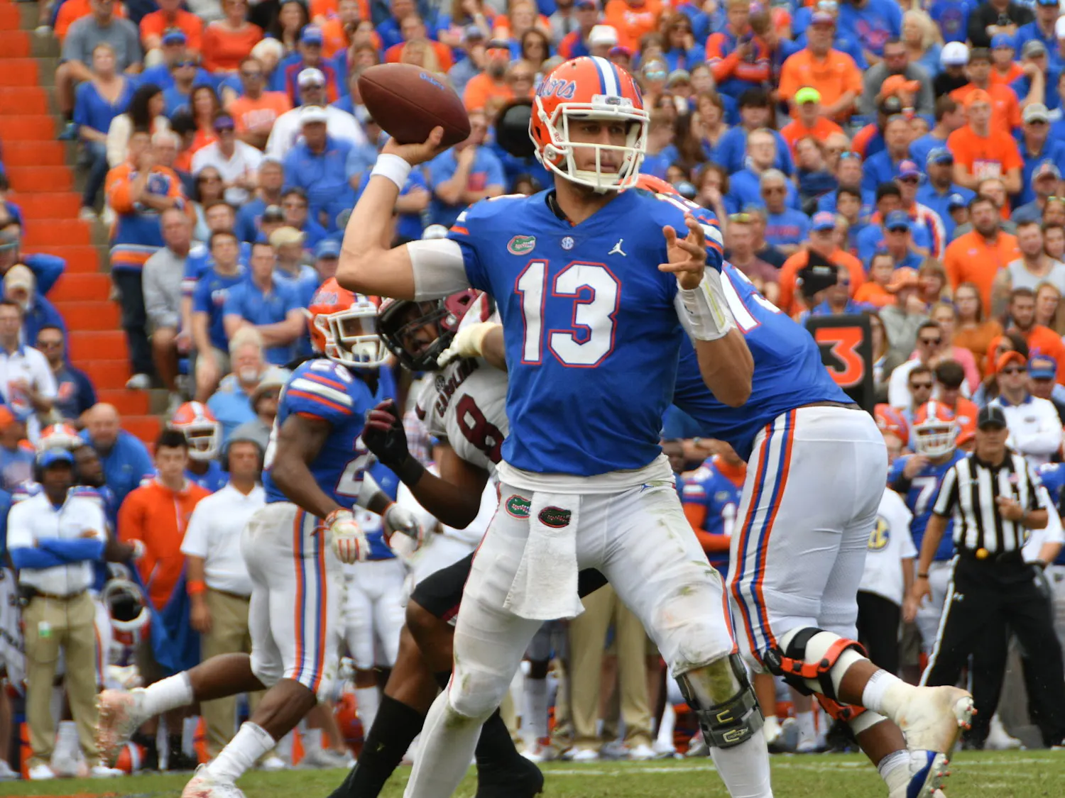 UF quarterback Feleipe Franks seemed to run with purpose and physicality on Saturday against South Carolina. "I just wanted to run somebody over," he said.