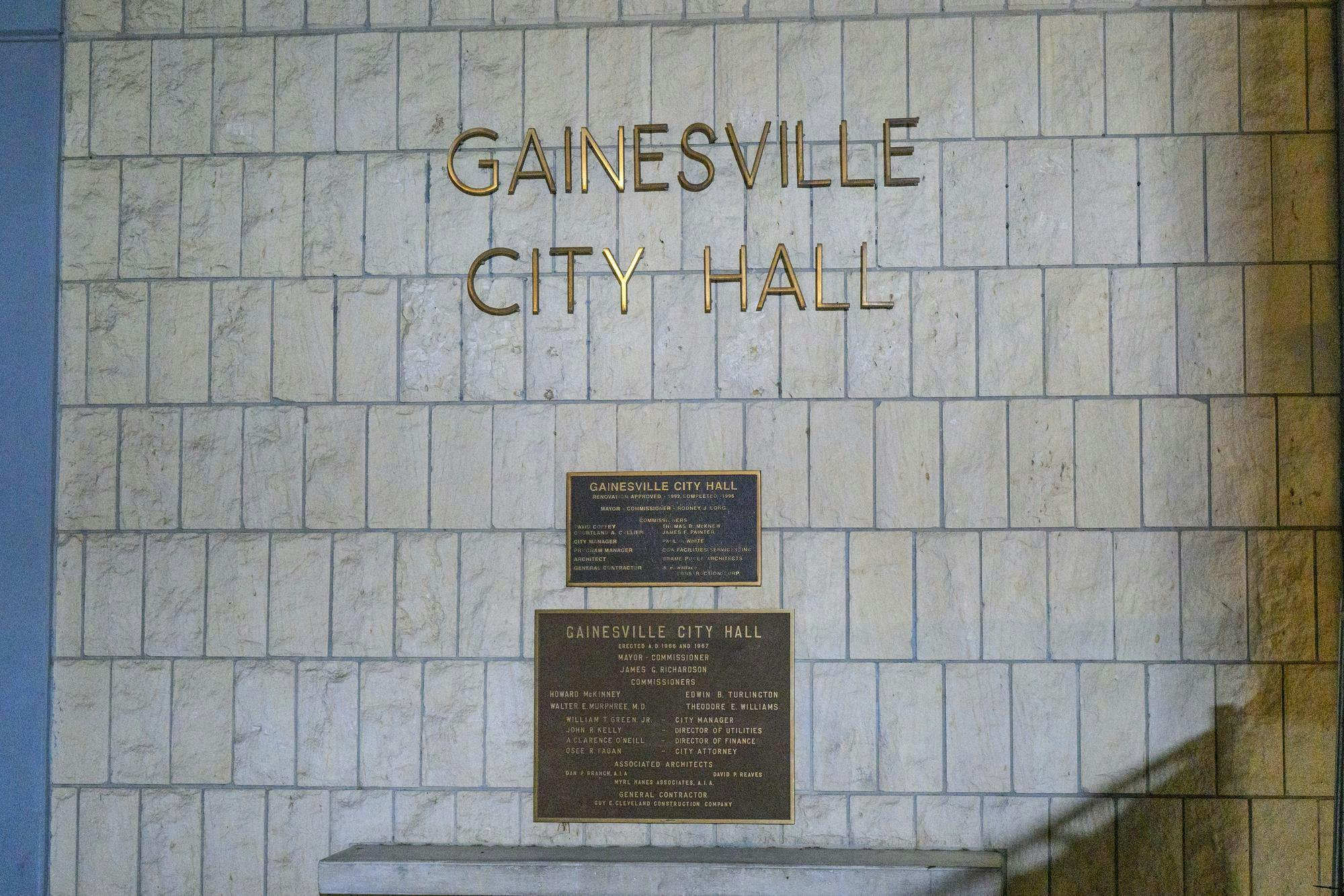 City Hall stands, Friday, March 27, 2026, in downtown Gainesville, Fla.