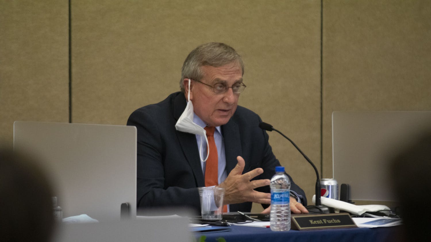 UF President Kent Fuchs addresses the Board of Trustees in 2020. He announced he would step down from his role at the beginning of the Spring semester. 