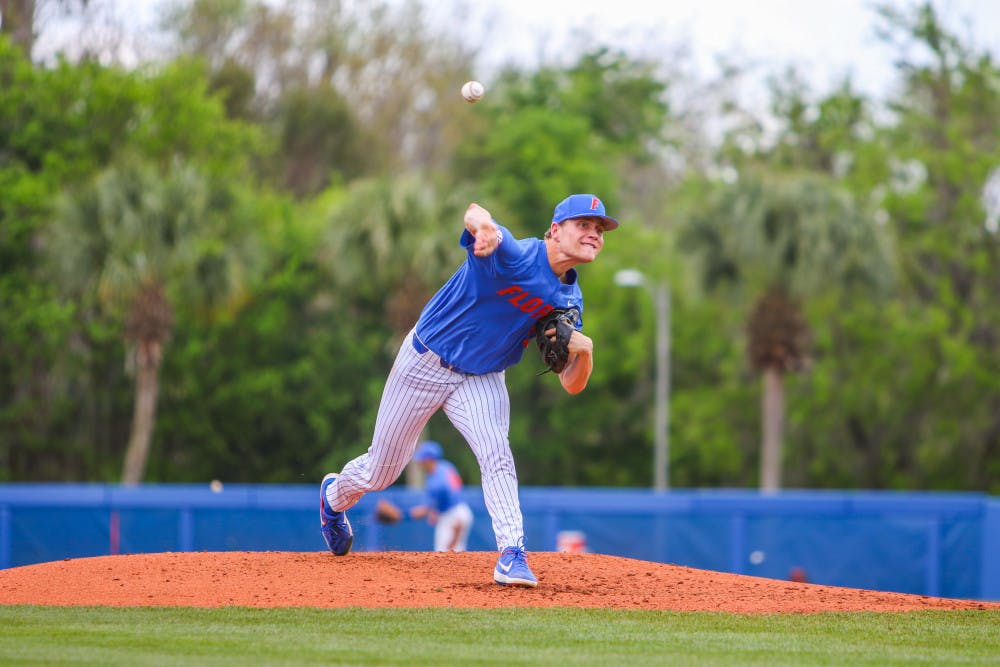 <p>UF starter Jack Leftwich bounced back in a big way on Friday night, pitching a complete-game shutout. </p>