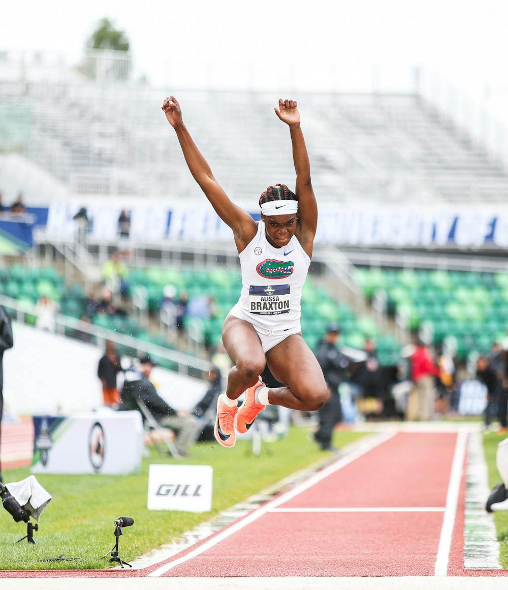<p>UF track and field athlete Alissa Braxton competes in Eugene, Oregon, June 11, 2022. Photo provided by Isabella Marley // UAA Communications.</p>