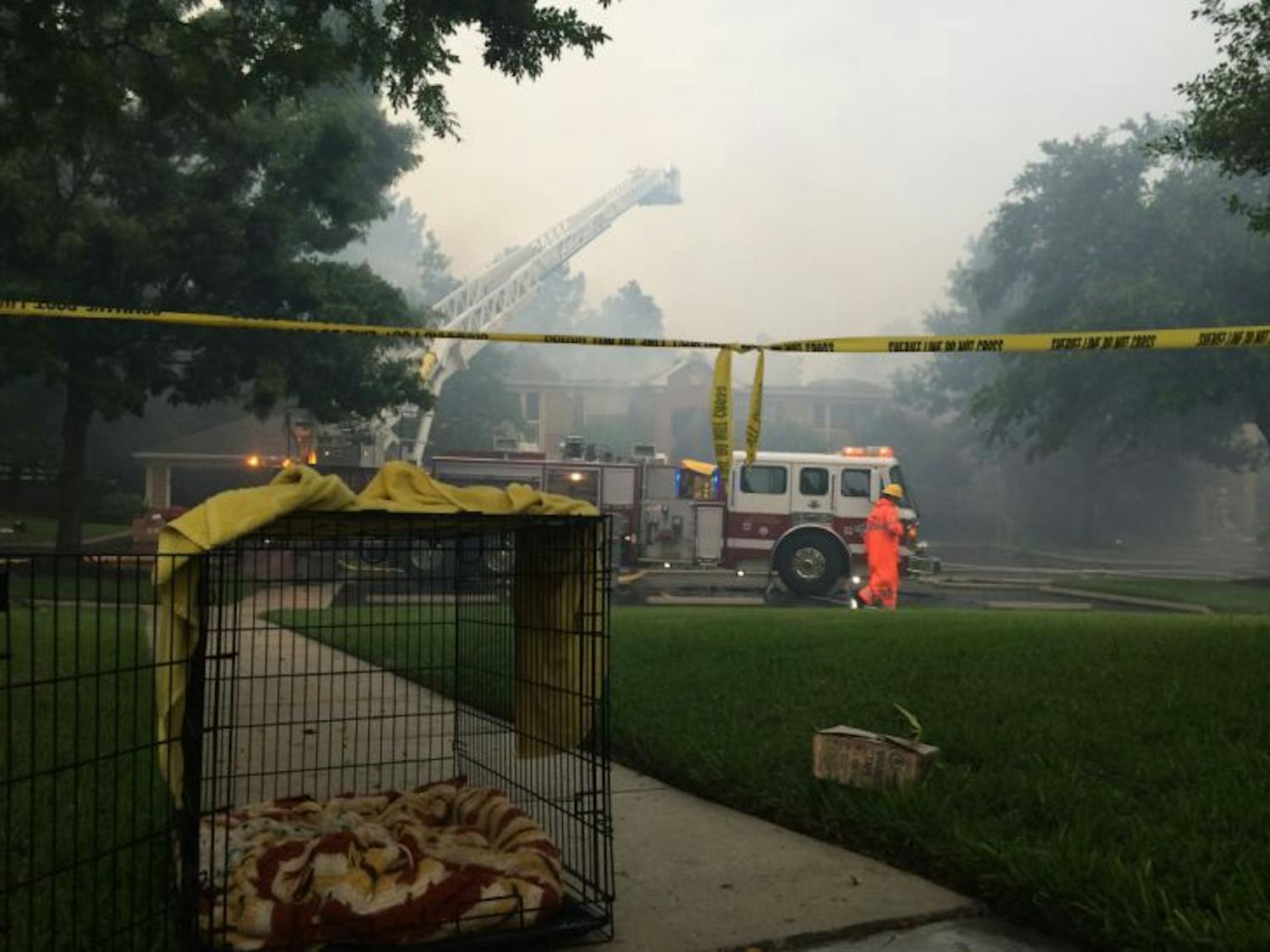 All 16 residents and their pets were reportedly unharmed in the fire.
