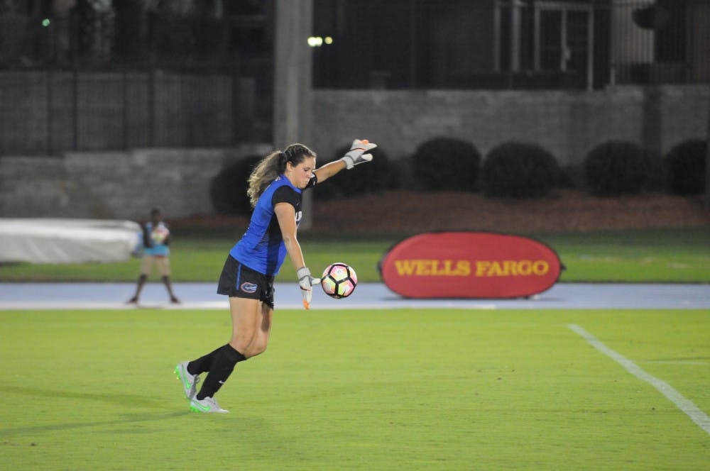 <p><span id="docs-internal-guid-8c1d32a7-7fff-ca1b-5a73-cee51e6f211c"><span>Senior goalkeeper Kaylan Marckese made five saves in regulation and overtime against Auburn in the Gators’ first-round matchup with the Tigers. She made three additional saves in the penalty shootout.</span></span></p>