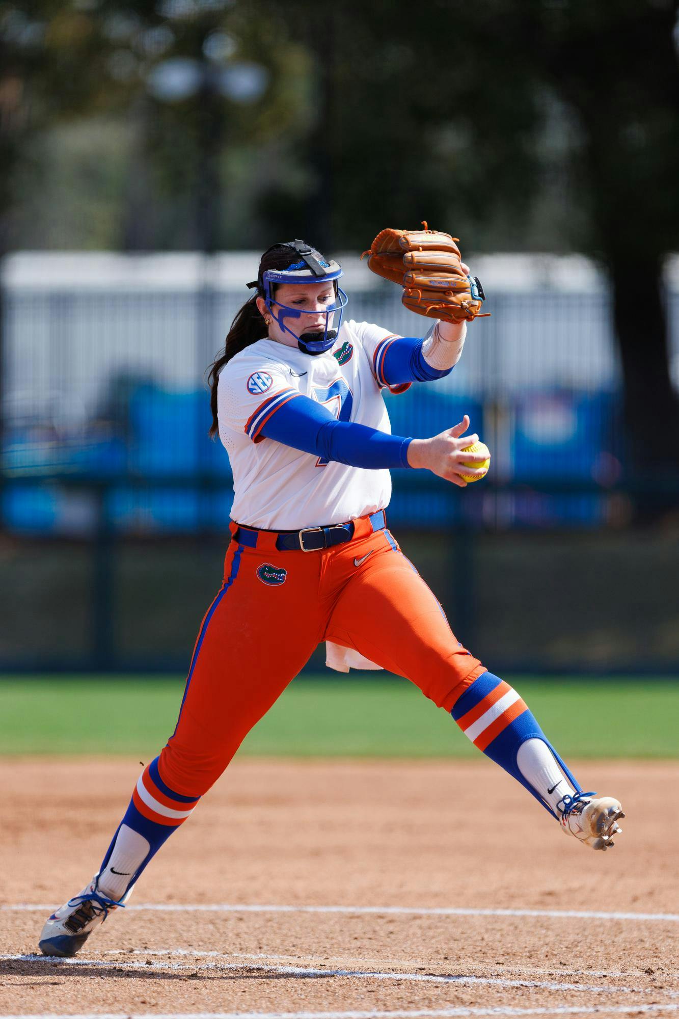 Florida Gators right handed pitcher Keagan Rothrock pitches during an NCAA softball game against MTSU, Sunday, Feb. 22, 2026, in Gainesville, Fla.