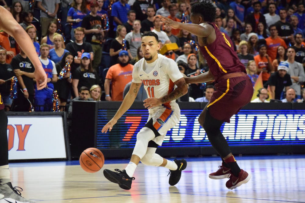 <p>Florida guard Chris Chiozza recorded 16 points, four assists, four steals and no turnovers on Friday in UF's 75-60 win over Incarnate Word at the O'Connell Center.</p>