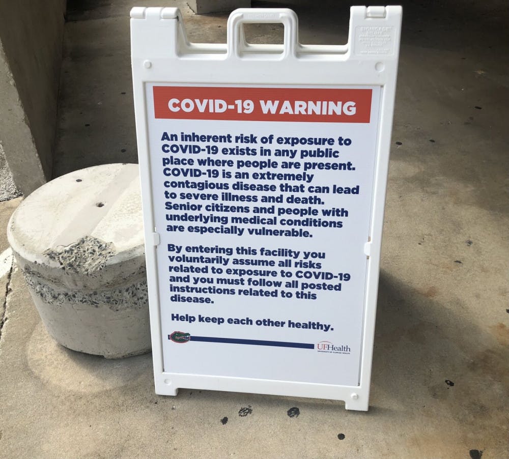 Signage was posted throughout Ben Hill Griffin Stadium Saturday, reminding spectators of the risks associated with attending the game and reinforcing UF's COVID-19 guidelines.