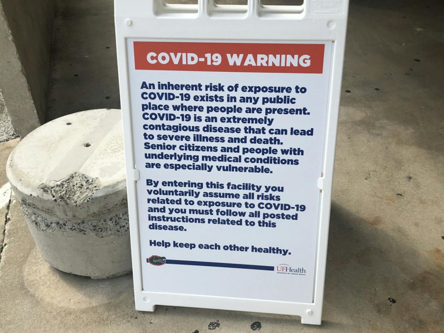 Signage was posted throughout Ben Hill Griffin Stadium Saturday, reminding spectators of the risks associated with attending the game and reinforcing UF's COVID-19 guidelines.