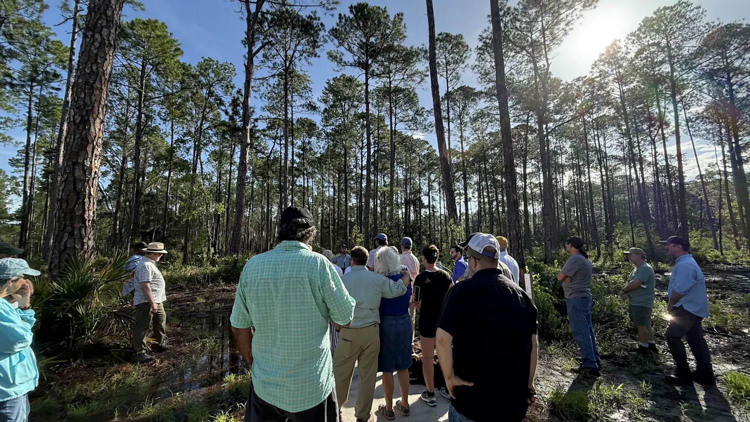 People attend the Black Lake Preserve Ribbon Cutting, Friday, August 21, 2026, in Melrose, Fla.