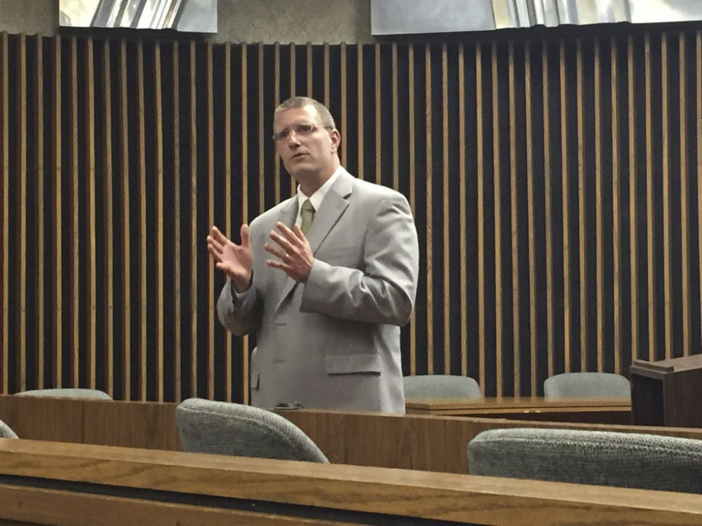 <p>Jason Nance, a UF associate law professor, spoke to students about racially disproportional punishment and incarceration rates during the last seminar of UF Levin College of Law’s “Race in the News” series on Thursday.</p>
