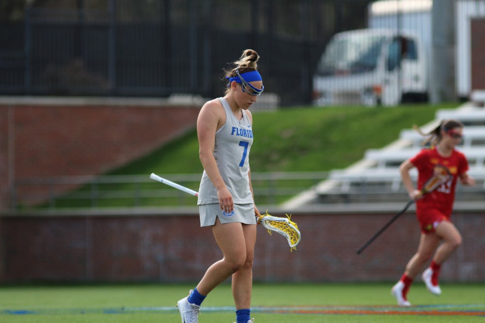 Florida attacker Shayna Pirreca had a goal revoked on Saturday after officials ruled the pocket in her stick was too deep. UF eventually fell to No. 1 Maryland 16-14.
