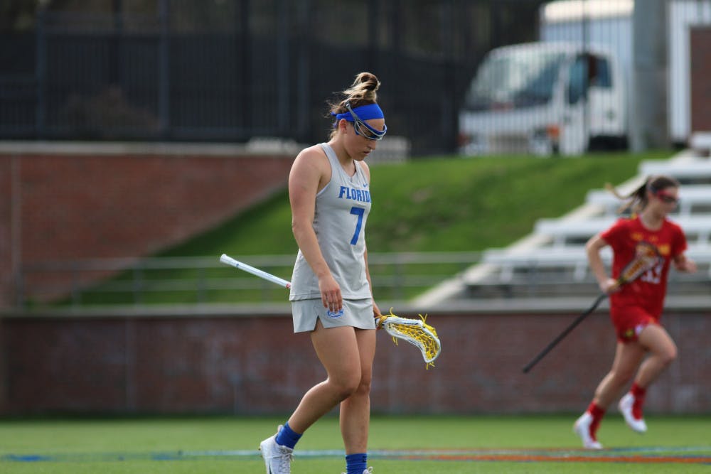 <p>Florida attacker Shayna Pirreca had a goal revoked on Saturday after officials ruled the pocket in her stick was too deep. UF eventually fell to No. 1 Maryland 16-14.</p>