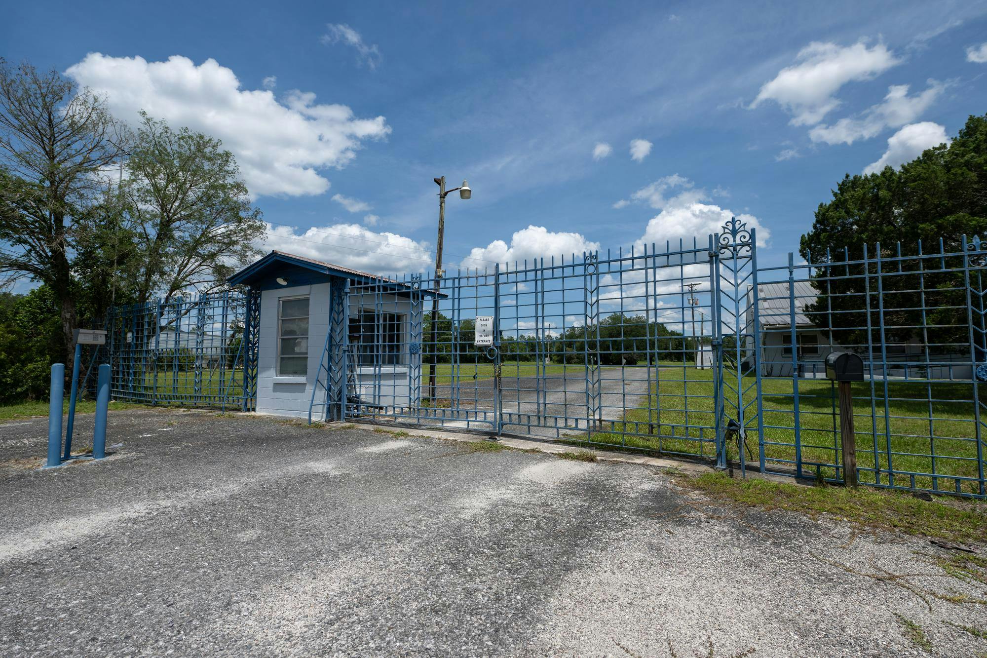 A 104,000 square foot building sits empty, Saturday, June 20, 2026, near downtown Starke, Fla.