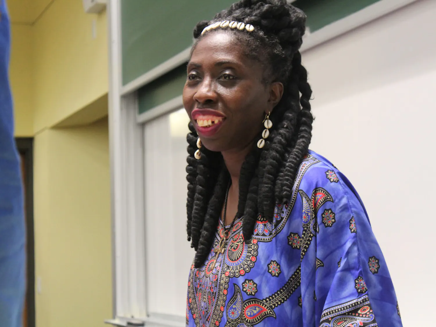 Queen Quet, the chieftess and head of state of the Gullah Geechee nation, talked with attendees after her speech at UF Tuesday night. She is from Saint Helena Island in South Carolina.