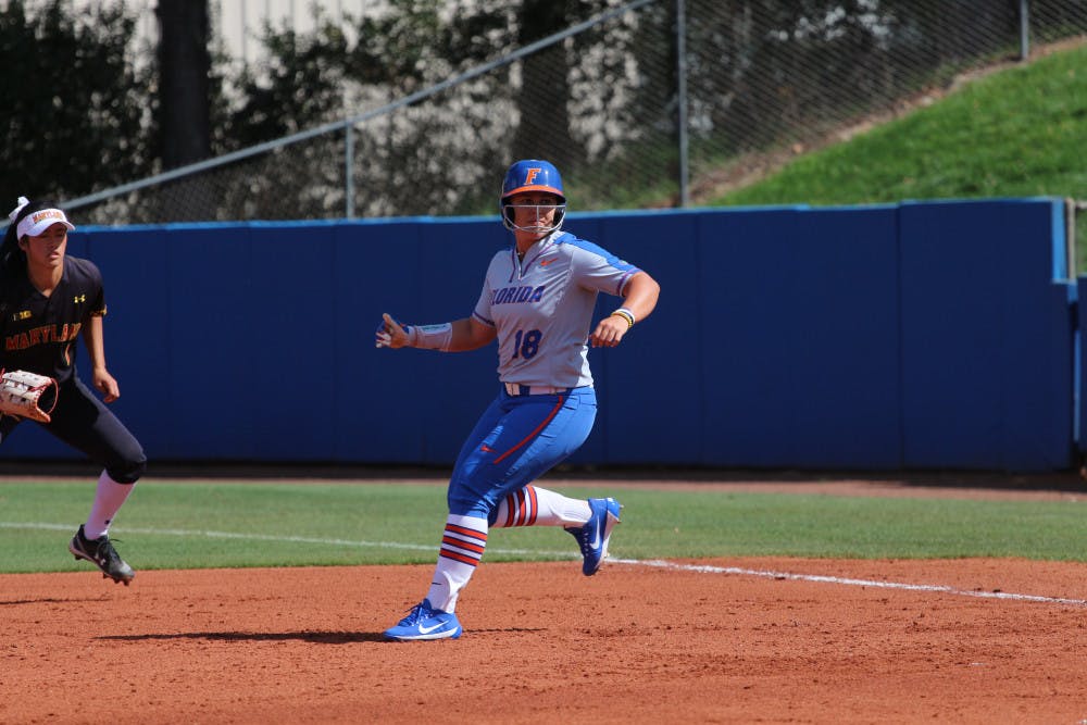 <p>Left fielder Amanda Lorenz tied up the score in the bottom of the fifth inning with a 3-RBI triple in Florida's 5-3 victory over LSU.</p>