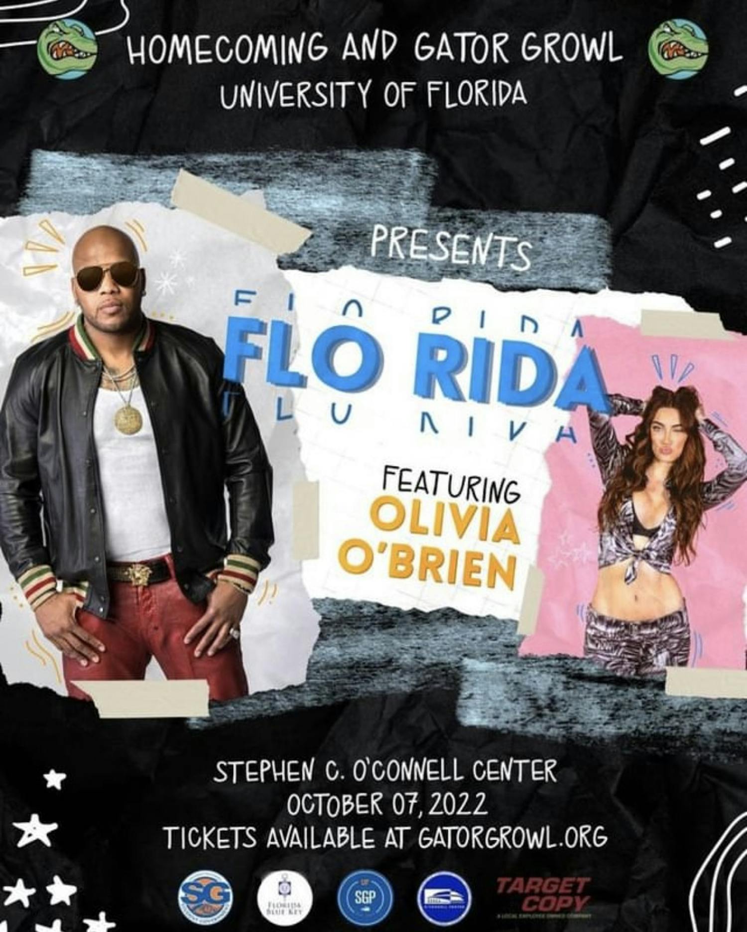 Screenshot of Flo Rida announcement on UF Homecoming and Gator Growl&#x27;s Instagram page.