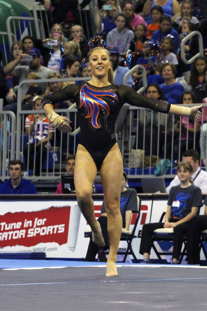 Alex McMurtry performs on floor during Florida's loss to LSU on Feb. 26, 2016 in the O'Connell Center.